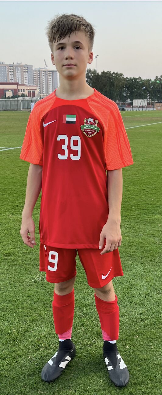 Max in the red Shabab Al Ahli kit with number 39